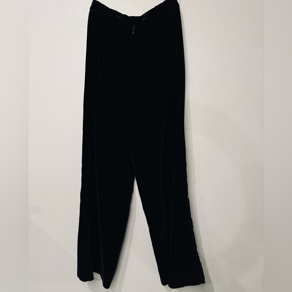Nordstrom Wide Leg Velvet Pants Lucia Trouser Black SZ 16 LIKE NEW - Picture 3 of 16